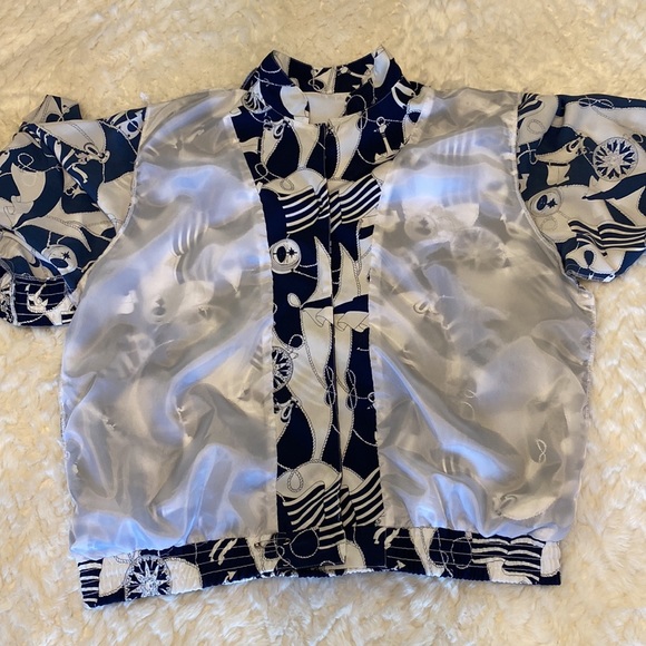JG by Joyce women’s Nautical print  button down embellished lightweight jacket - Picture 11 of 13
